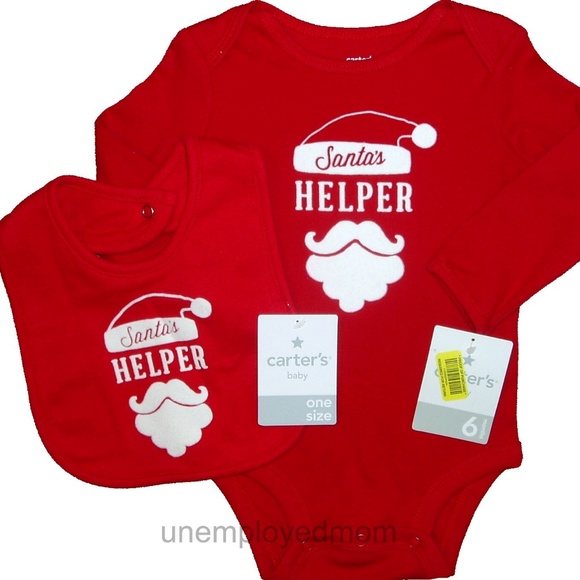 Carter's Other - Christmas Bodysuit Baby Bib Santa's Helper Boys